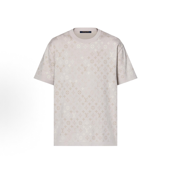 lv louis vuitton beige jacquard monogram knit short sleeve t-shirt